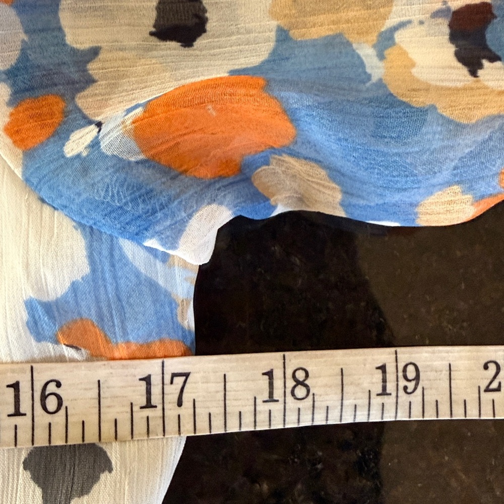 Joie Blue/Coral Floral Tiered Flowy Boho Prairie Dress W High-Low Hem Size XS - Picture 11 of 15